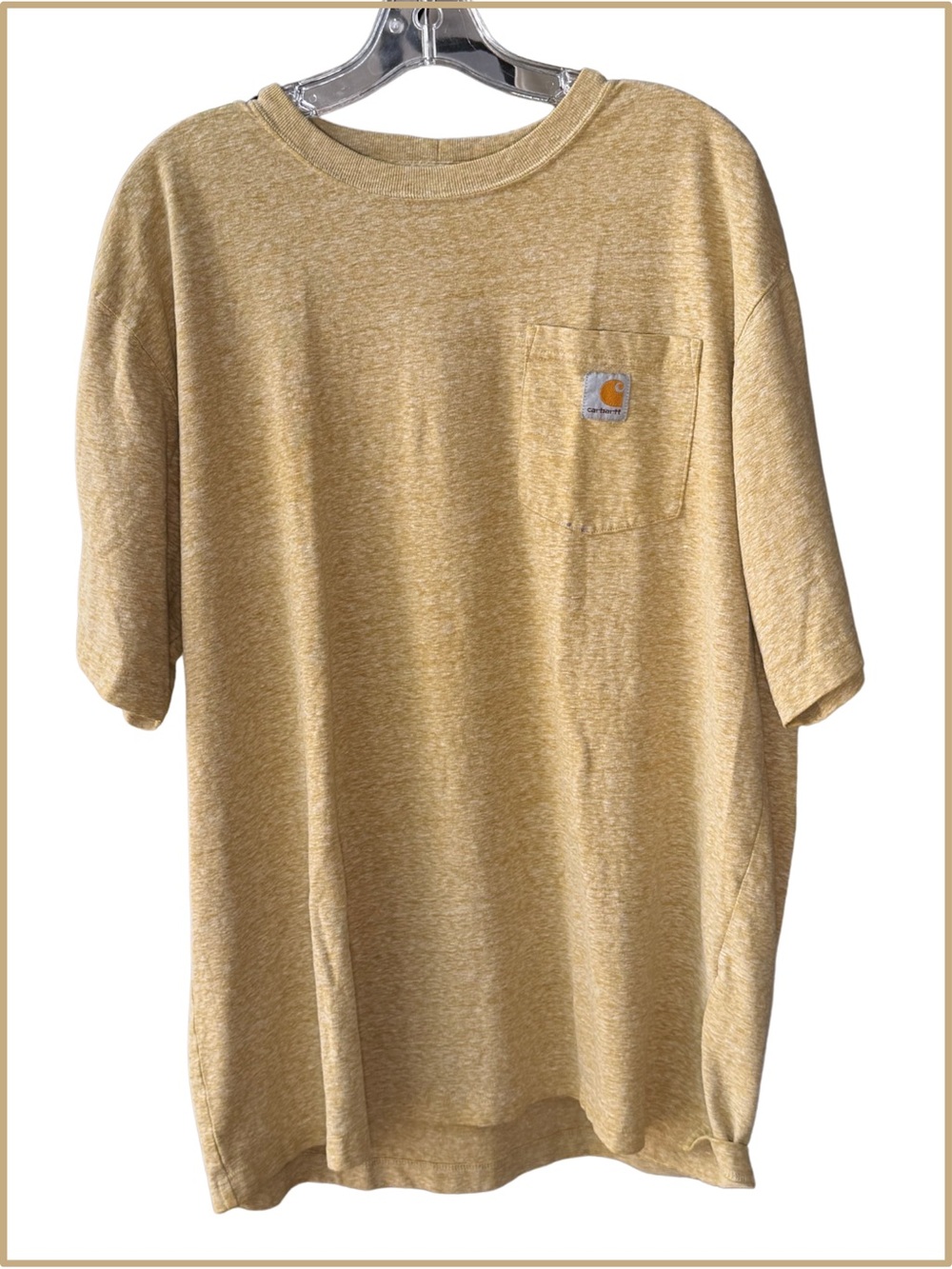Large Tall - Carhartt Loose Fit Pocket T-Shirt Heathered Yellow K87 G22 - VGC